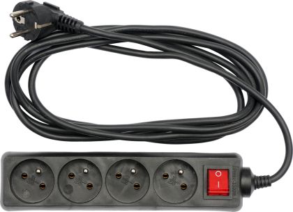 Prelungitor el. 3M,negru,cu intrerupator