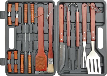 Set accesorii inox pentru gratar - 18 buc