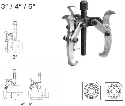 TOTAL - Extractor rulmenti cu 3 brate - 3" (INDUST