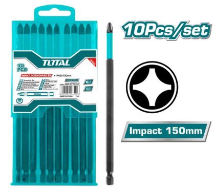 TOTAL - Set 10 biti de impact PH2x150mm