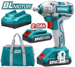 TOTAL - Masina de insurubat cu impact cu acumulator 20V-2.0Ah Li-Ion (2 acumulatori) - 1/2"