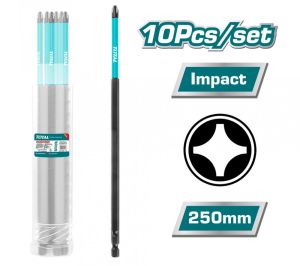 TOTAL - Set 10 biti de impact PH2x250mm