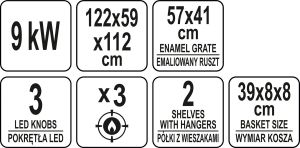 GRATAR PE GAZ, 3 ARZATOARE, 9KW
