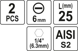 BIȚI 1/4 25MM, 6MM 2 BUC