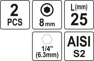 BIȚI 1/4 25MM HEX H8 2 BUC
