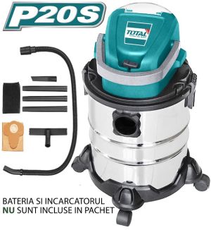 TOTAL - Aspirator 20L- 8.0KPa - Li-Ion - 20V